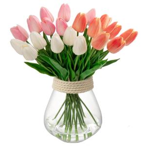 20 stuks tulpen kunstbloemen echte touch latex tulp bloemen decoratie kunstplant lengte 34 cm voor thuis kamer bruiloftsboeket party bloemstuk
