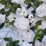 3D-Rosen-Blumen-Wandpaneel, Weiße Stoffbasis, Gefälschte Seide, Hochzeit, Party, Fotostudio, Blumen-Wandhintergrund Für Innen- Und Außendekoration(2 * 3M)