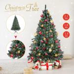 Kerstboom van 2,1 m met dennenappels en bessen, 2,1 m PVC kunstmatige kerstboom met sneeuw stroomden tips kerstdecoratie staande kerstboom voor binnen buiten groen en wit