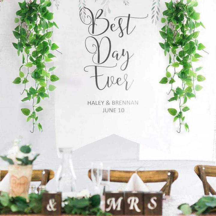 2 stuks kunstmatige hangende planten met manden, nep hangende klimop wijnstok muur opknoping planten groen voor huis tuin kamer bruiloft decoraties