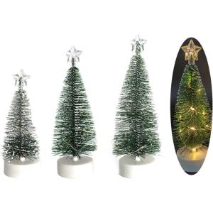 Weihnachtsbaum Klein mit Beleuchtung 3PCS Tisch Mini Weihnachtsbaum Geschmückt mit LED Lichterkette Tabletop Kleiner Weihnachtsbaum Mini Tannenbaum Künstlich Klein Weihnachtsdeko