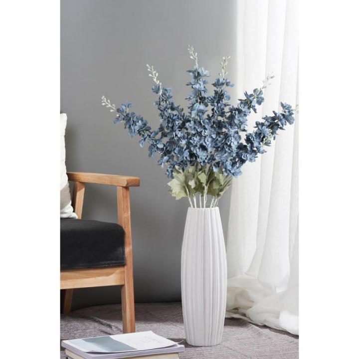 6 stuks Delphinium ridderspoor zijden bloemen 85 cm lange steel bloemen voor thuis bruiloft kantoor feest arrangement decoratie (Haze Blue)