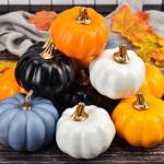 12 Stück kleine künstliche lebensechte Kürbisse Herbsternte Kürbisse für Herbsternte Dekor Halloween-Dekorationen