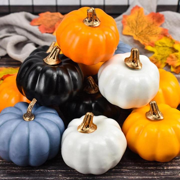 12 Stück kleine künstliche lebensechte Kürbisse Herbsternte Kürbisse für Herbsternte Dekor Halloween-Dekorationen