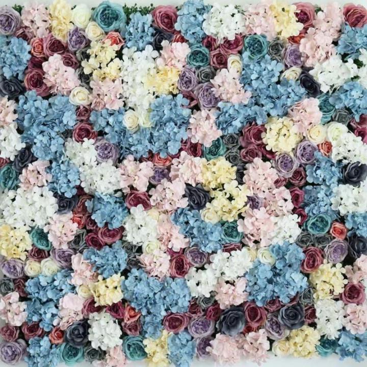 Blumen-Wandpaneel-Set, Künstlicher Wandblumen-Hintergrund, 61 X 40,6 cm, 3D-Seiden-Hortensien-Rosen-Blumenpaneel Für Fotohintergrund, Zuhause, Party, Hochzeit, Hintergrund(12PCS)