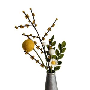 7 vilten bloemen, kleine bloemengroet, boeket, Fair Trade, handgemaakt (XXL-geel)