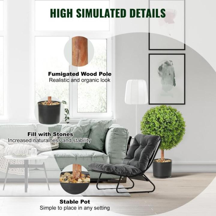 2 x buxusballen, kunstzinnig, Ø 40,6 cm, tuindecoratie, buxus in bloempot, bol, kunstplant van PE, hout, PP incl. 4 stuks decoratieve vlinders en 10 stuks reservebladen