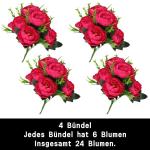 Kunstbloemen, 24 bundels kunstbloemen, pioenroos, namaakpioenroos, boeketten voor bruiloft, thuis, tafel, feest, raamdecoratie, 0803