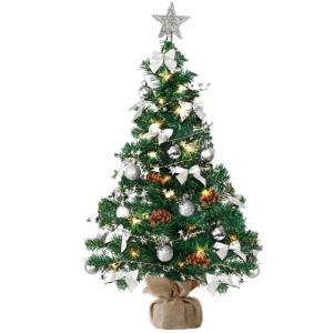 Kunstkerstboom (WBD) met kerstdecoratie en led-lichtketting met afstandsbediening, kerstboom versierd met verlichting, kunstkerstboom