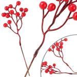 25x Decoratieve tak - decoratieve kleine takken met bessen - decoratieve takken als tafeldecoratie - knutselaccessoires voor doe-het-zelfwerkzaamheden (25 stuks - rode bessen 1)