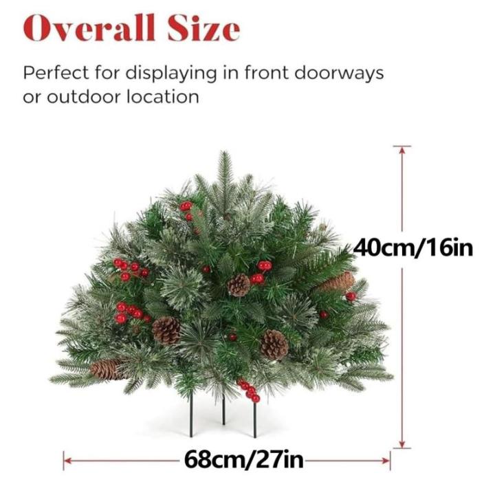 Weihnachtspflanzgefäßfüller, 40 cm künstlicher Weihnachtspflanzgefäßfüller mit Lichtern, künstlicher beleuchteter Weihnachtspflanzgefäßfüller, Weihnachtsfest-Weihnachtsd