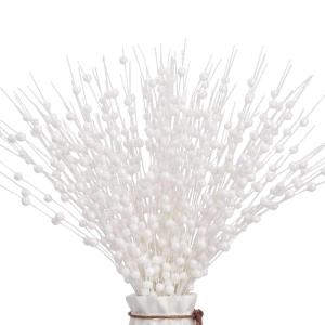 Weihnachtspicke, 30pcs 17 Zoll Glitzer weiße Beerenstiele, künstliche Plastik -Weihnachtsbaum -Picks, DIY -Weihnachtsblumen -Picks für Weihnachtsbaumvasen Kranzhäuser, Weihnach