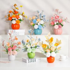 Simulierte Blumenornamente, Tischdekorationen for Das Wohnzimmer, Simulierte Topfblumenarrangements, Mit Blumentöpfen(Groen)