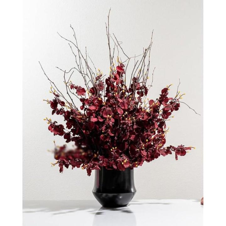 Kunstblumen Künstliches Blumenarrangement im chinesischen Stil – handgefertigte Blumenkunst aus Keramik und Silikon, lebensechte Topfpflanze für Zuhause für jeden Anlass