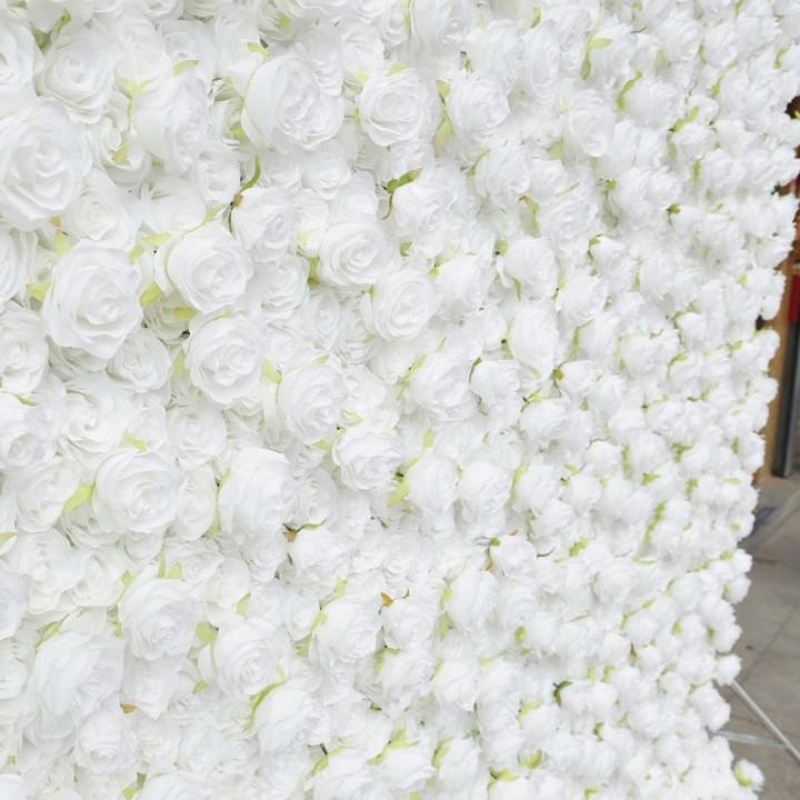 Weißer Rosen-Blumen-Wand-Hintergrund, Künstlicher Wand-Blumen-Hintergrund 3D-Seiden-Hortensie-Rosen-Blumen-Panel Für Foto-Hintergrund-Home-Party-Hochzeits-Hintergrund-Dekoration