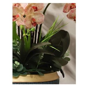 Kunstblumen Künstliche Pflanzen, Orchideen-Blumenarrangement – ​​Elegante Orchideen-Bonsai-Dekoration, künstliche Blumen mit Porzellanvase für jeden Anlass