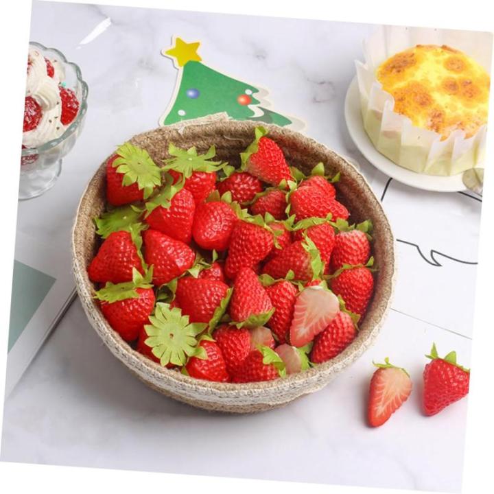 1 Satz Künstliche Erdbeere Gefälschte Erdbeeren Falsches Obst Erdbeer-Dekorationen Süße Erdbeersachen Gefälschte Früchte Lebensechte Erdbeere Lebensechte Früchte PVC 10st
