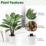 24 inch Kunstmatige Calathea Majestica Exotica Plant Faux Calathea Plant Decoratieve Indoor Nep Plant in Witte Pot voor Thuis of Kantoor