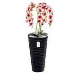 Künstliche Orchidee Kaskaden Blumenstrauß Creme und Rosa im Topf Anthrazit H 115 cm Heimbüro Dekoration, Kunstpflanze Orchidee, Kunstblume, Künstliche Orchidee im Topf