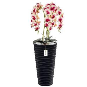Künstliche Orchidee Kaskaden Blumenstrauß Creme und Rosa im Topf Anthrazit H 115 cm Heimbüro Dekoration, Kunstpflanze Orchidee, Kunstblume, Künstliche Orchidee im Topf