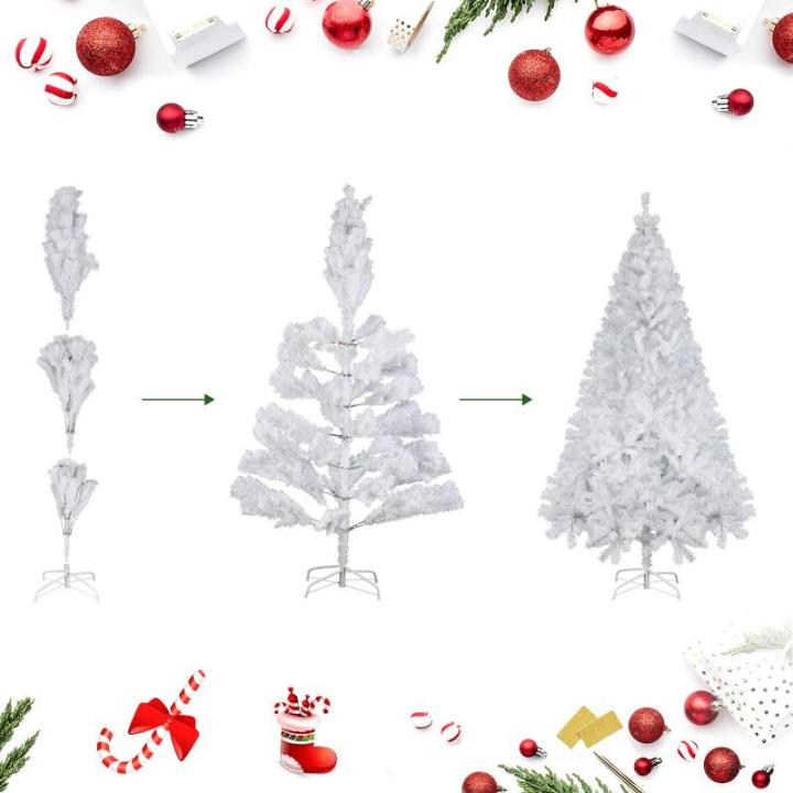 Kunstkerstboom, 180 cm, wit, kunstdennenboom met handschoenen en metalen standaard, kerstversiering voor binnen