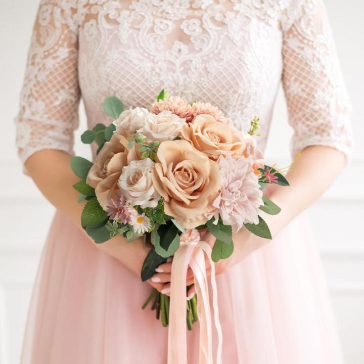 Gemischte Kunstblumen, Verschiedene Künstliche Seidenblumen mit Dahlien Rosen mit Stiel für DIY Basteln Hochzeitssträuße, Tafelaufsätze, Kuchenblumen, Arrangements, Party Heim