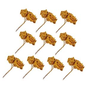 50 Stück Rosenkopf Artificial sztuczne kwiaty Langstielige Blumenstütze sechseckiger Blütenkopf künstliche Blumen Künstliches Blumendekor zarter Blütenkopf Sport Golden