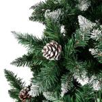 Kunstkerstboom, 120/150/180/210 cm, pvc-materiaal, verdikte takken, opvouwbaar, met robuuste sokkel, groen en wit met dennenappels, 150 cm