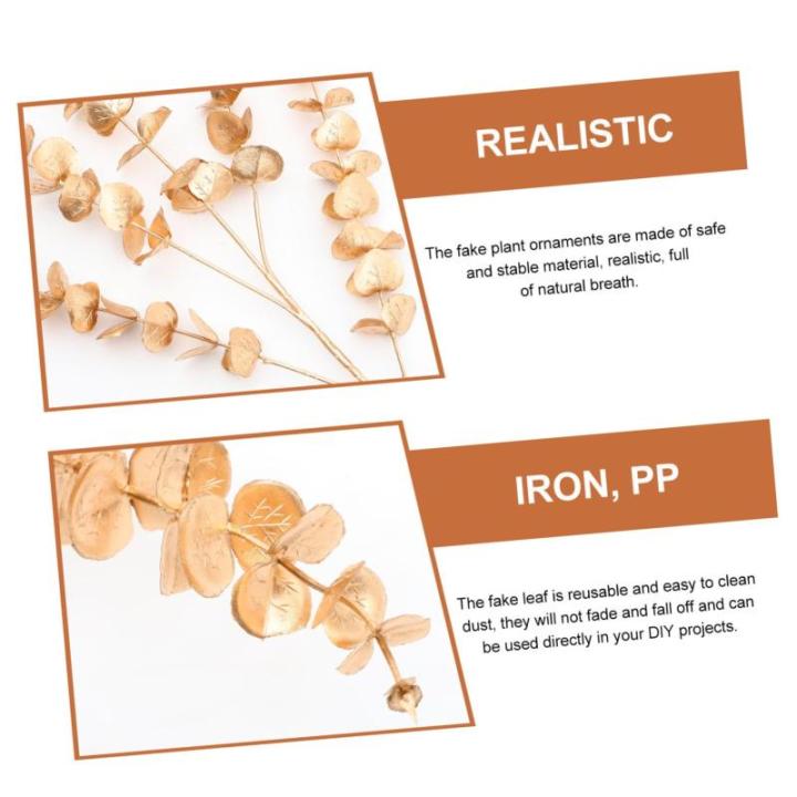 4 Stück Simulierter Ginkgo Biloba Künstliche Eukalyptusblätter Gefälschte Pflanzenornamente Gefälschte Eukalyptusstiele Vasendekore Künstliche Blumen Pflanzen Pp Golden