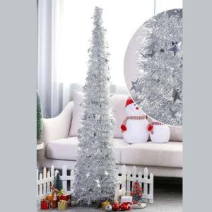 Weihnachtsbaum, PVC-Stern-Glitzer, Festliche, Faltbare Weihnachtsbaum-Figur, Dekoration für Zuhause, Hotel (Silver)