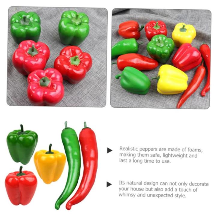 4 Sätze Simulationsmodell Paprika Schaufensterpuppe Maneküre- Set Schaufensterpfeffer Ziernieten Gefälschter Pfeffer Simulation Lebensmittelmodell Stütze Poly-Drache 5 Stück *