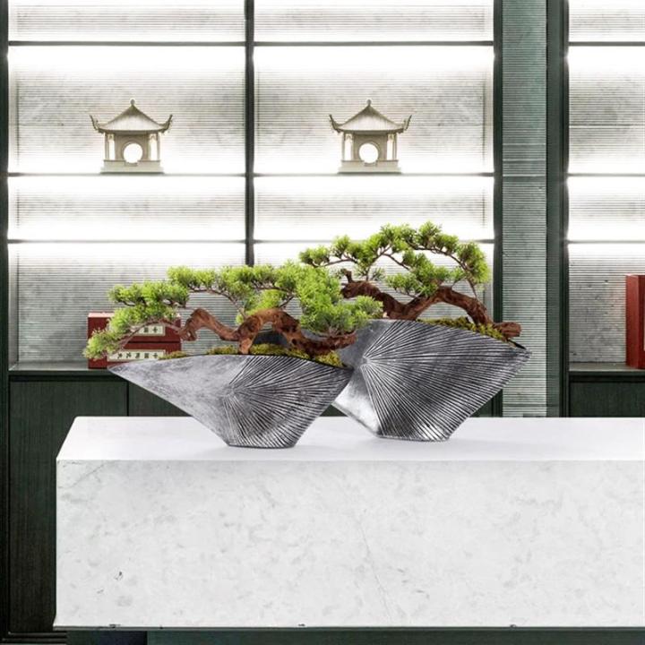 Künstlicher Bonsai-Baum Künstlicher Bonsai-Baum, Kunsttopfpflanze, Tischaufsteller, Kunstbonsai, japanische Kiefer, Bonsai-Kunstpflanzen mit Harzschalen-Pflanzgefäß for Heimdek