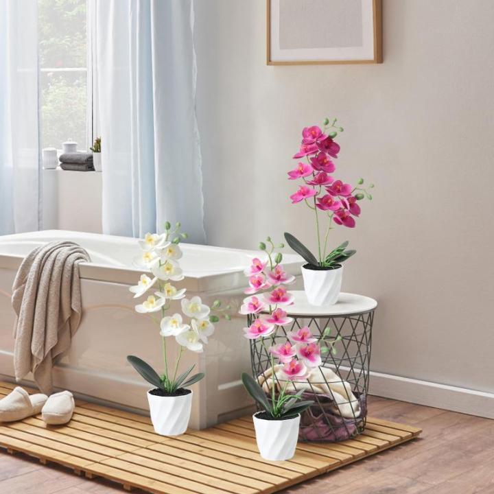 Set van 3 orchidee kunstbloemen in pot (38 cm) wit roze zijden bloemen kunstorchidee Phalaenopsis kunstplant kunstbloemen als echte decoratieve bloem voor tafel wooncultuur kantoor
