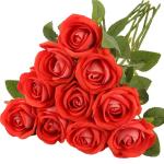 Kunstrozen, 10 stuks realistische zijden bloemen, enkele lange steel, namaakrozen, bruidsboeket voor bruiloft, thuis, feest, arrangement, hotel, tuindecoratie (lichtrood, 51 cm)