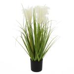 Kunstgras, kunstgras, decoogras, kunstplant, kamerplant, groene plant, kunstmatige plant, decoratie, in zwarte pot, zeer realistisch, groen (60 cm - artikelen. MN-KP-2229)