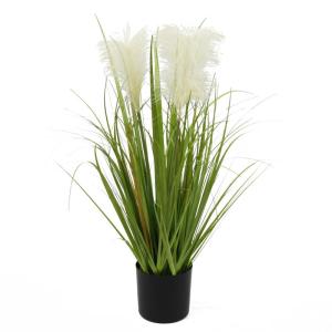 Kunstgras, kunstgras, decoogras, kunstplant, kamerplant, groene plant, kunstmatige plant, decoratie, in zwarte pot, zeer realistisch, groen (60 cm - artikelen. MN-KP-2229)