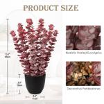 Kunstplant eucalyptus rode kunstplant als echte kamerplanten decoratieve planten in zwarte pot, hoogte 40 cm