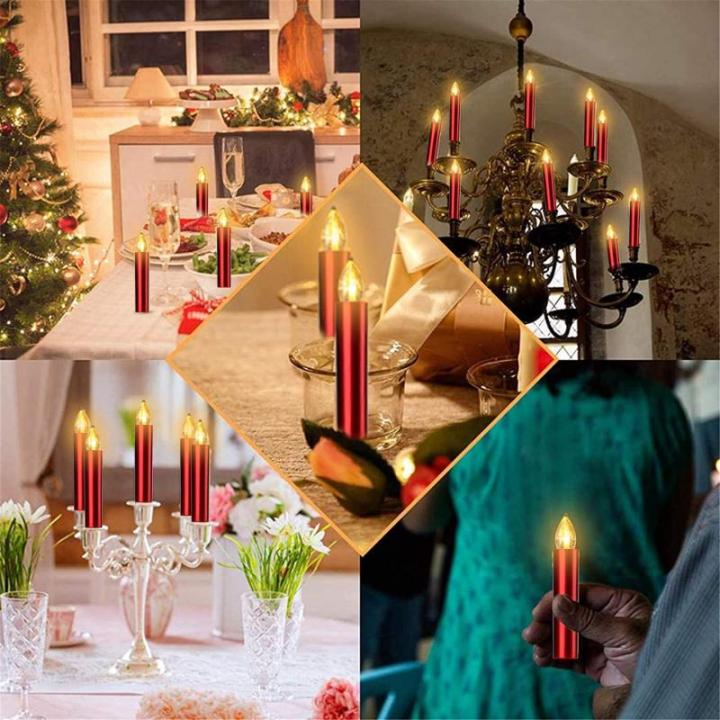 20 Rode led kaarsen, lichtsnoeren kerstkaarsen kerstboom kaarsen met afstandsbediening draadloos, binnen buiten, bruiloft, verjaardag, feest, kerstboom, draadloze kaarsen（met 20 