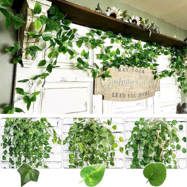 3 stuks kunsthangplanten, hangende , 95 cm, onderhoudsvrije , wijnstok, groene planten, plastic planten voor binnen en buiten, tuin, wanddecoratie