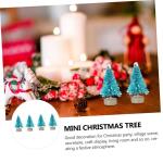 1 Set Mini Kerstboom Decoratie Kerstbomen Versierd Mini Kerstboom Decor Sneeuw Kerstboom Vier Kunstmatige Kerstboomdecoraties Sisal Zijde Blauw 24st