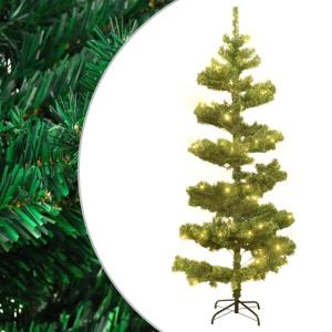 Spiraal-kerstboom met verlichting en standaard, groen, 150 cm, decoratieve boom, kunstboom met standaard, dennenboom, Kerstmis, kunstkerstboom voor kerstdecoratie