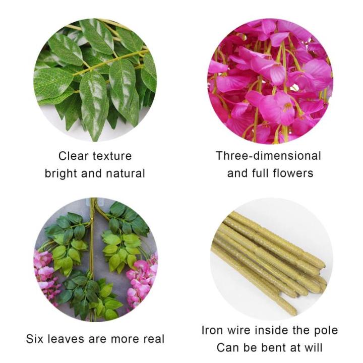 12 stengels nep Wisteria slinger opknoping bloem zijde bloem Wisteria Wijnstok decoratie voor outdoor indoor home keuken tuin huwelijksceremonie hotel party art decor (paars)