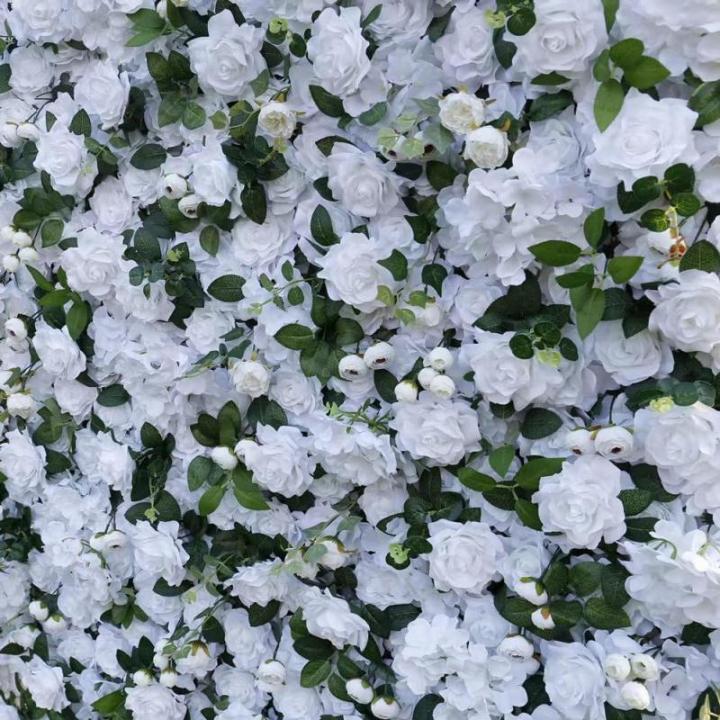 3D-Rosen-Blumen-Wandpaneel, Weiße Stoffbasis, Gefälschte Seide, Hochzeit, Party, Fotostudio, Blumen-Wandhintergrund Für Innen- Und Außendekoration(2 * 3M)