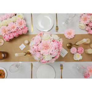 Roze kunstbloem combo nep roos faux dahlia bloemen met stengels voor doe-het-zelf bruiloft bruidsboeket feest woondecoratie (roze roze)
