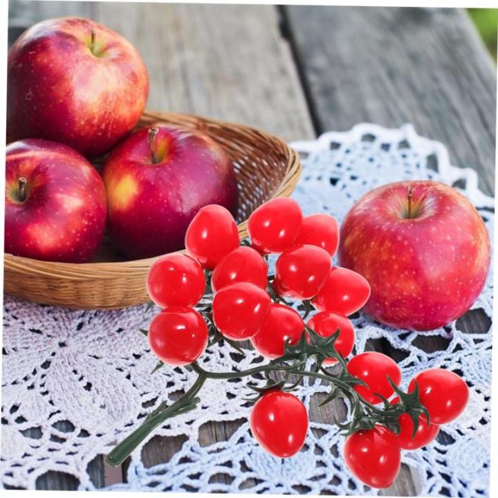 16 Stück Simulierte Kirschtomaten Künstliche Kirschtomaten Heim Fake Obst Requisite Simulationsgemüse Früchte Mini Kirschtomaten Simulationsfrüchte Künstliche Früchte