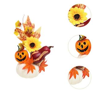 Halloween-Kürbisse, Ahornblätter, Ornament, Herbsternte, Dekor, neuartiges dekoratives Handwerk, Esstisch-Mittelstück für Geschäft und Büro, Style C