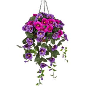 Pansy Kunstbloemen als echte viooltjes, hangende planten, kunstbloemen, Pansy met hanglamp, hoogte 80 cm, kamerplant, struik, decoratieve plant, groene plant