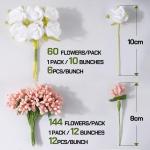 204 stuks kunstrozen, bloemen, kleine met valse rozenknop, melkwit, kunstrozen om te knutselen, met steel, , kleine stof, decoratieve bloemen, bruiloft, feest, bloemenboeket
