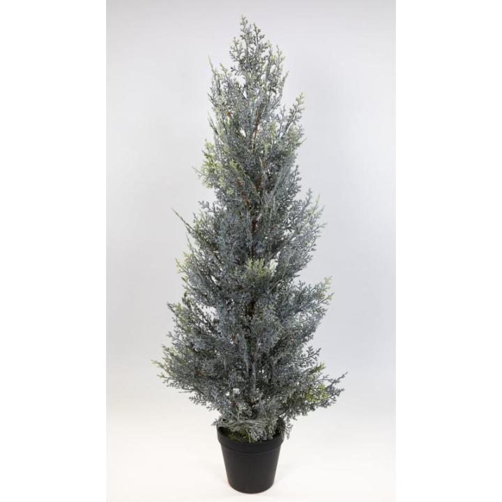 Ceder/conifere in sneeuwlook in pot, GA kunstplant kunstboom, decoratieve boom (80 x 34 cm)