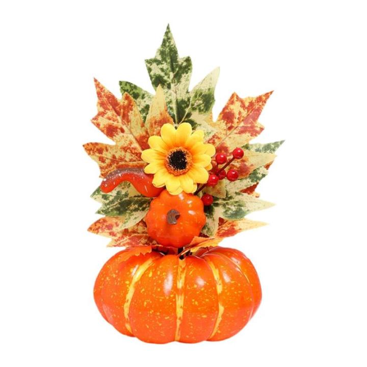 Halloween-Kürbisse, Ahornblätter, Ornament, Herbsternte, Dekor, neuartiges dekoratives Handwerk, Esstisch-Mittelstück für Geschäft und Büro, Style E